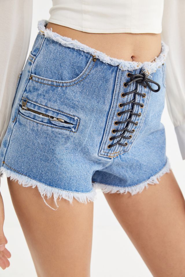 Lace up denim outlet shorts