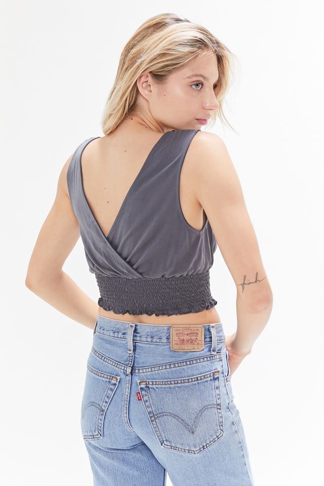 UO Textured Surplice Cropped Top #1