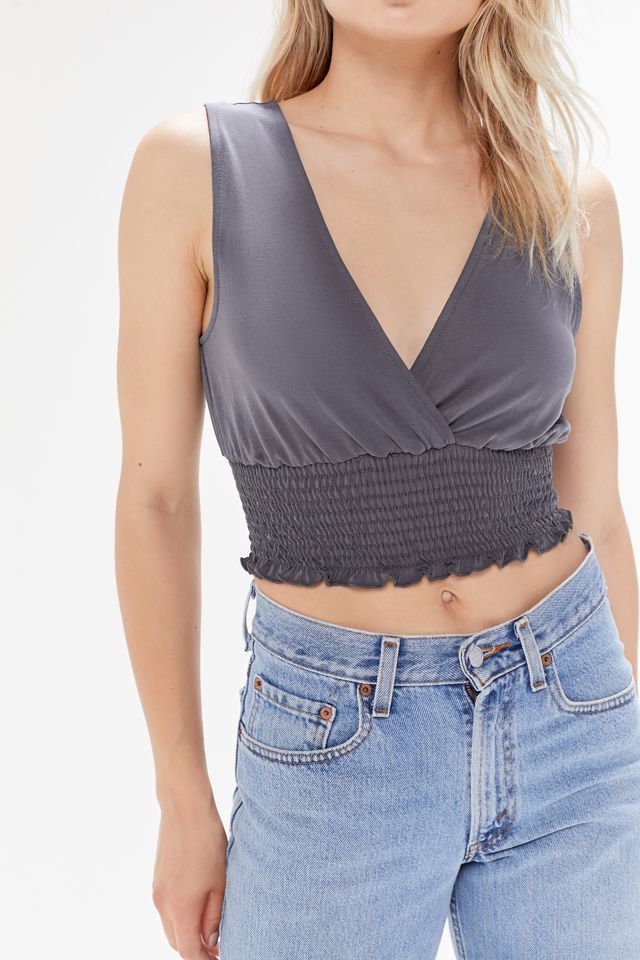 UO Textured Surplice Cropped Top #3