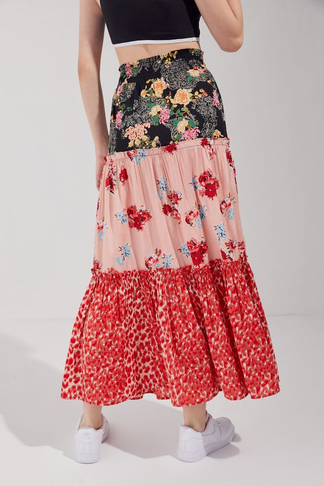 UO Mixed Print Tiered Maxi Skirt #2