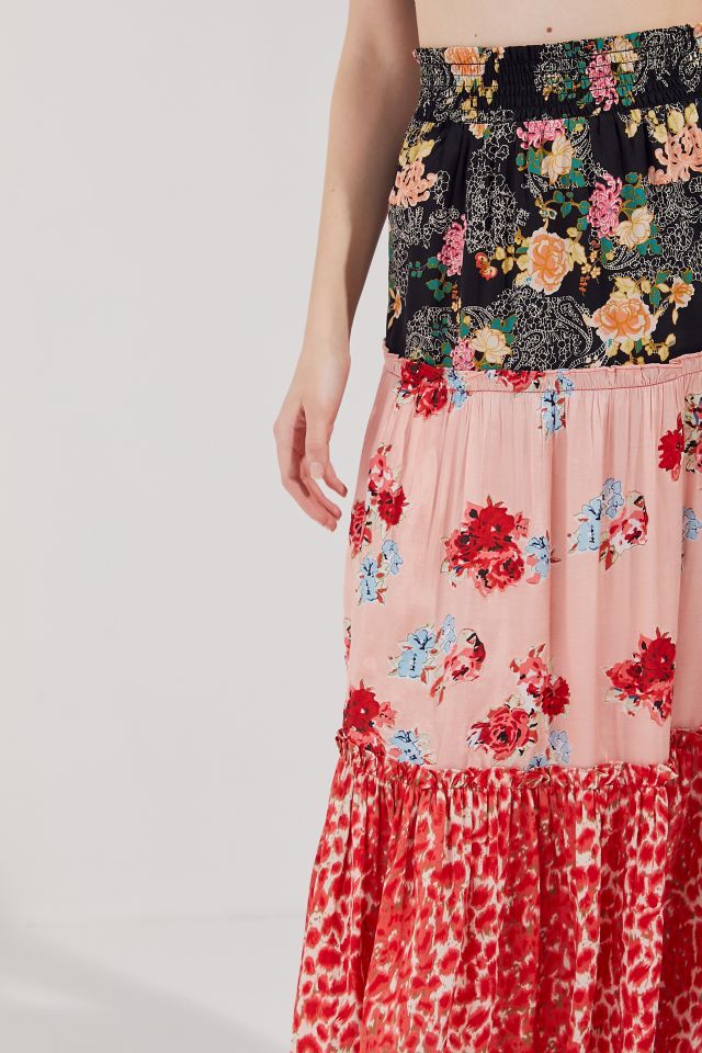UO Mixed Print Tiered Maxi Skirt #3