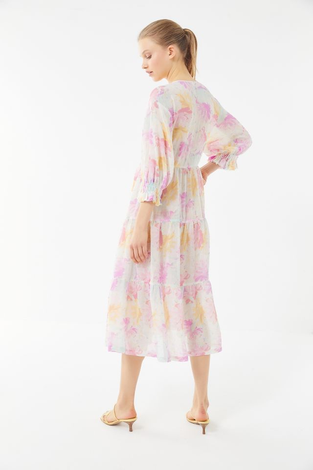 UO Donatella Crinkle Tiered Ruffle Wrap Dress #2
