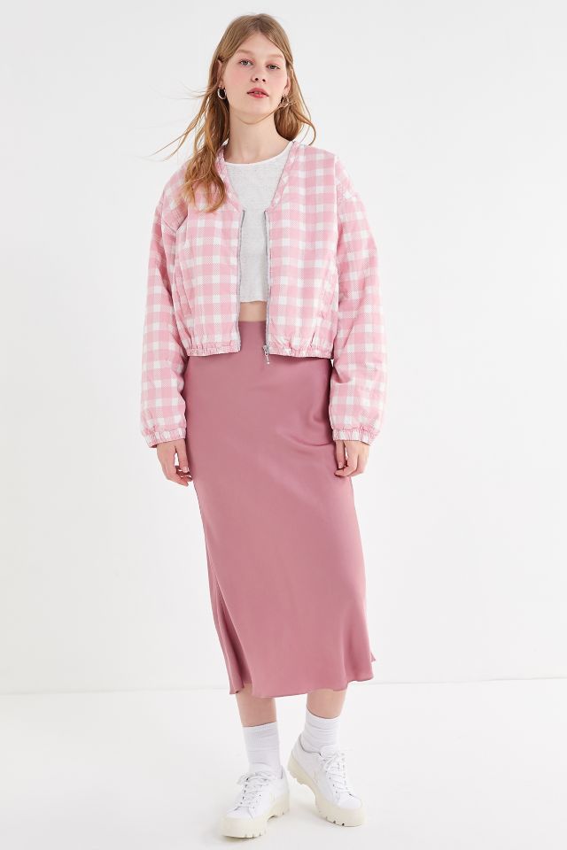 UO Gloria Gingham Zip-Front Bomber Jacket #1