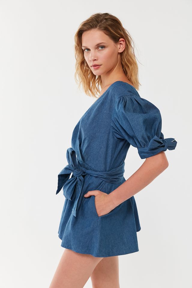 C/meo Collective Kind To You Denim Puff Sleeve Romper #2