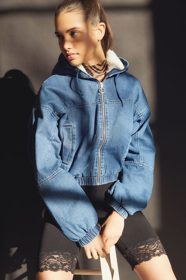 BDG Denim Sherpa Zip-Front Cropped Jacket #2