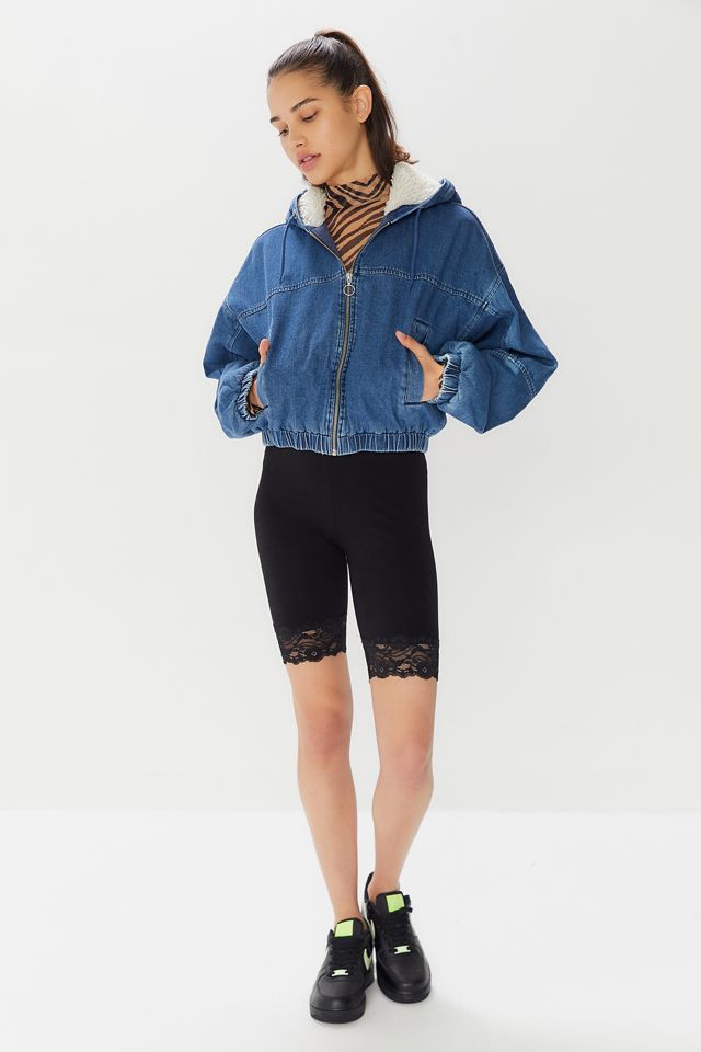 BDG Denim Sherpa Zip-Front Cropped Jacket #3