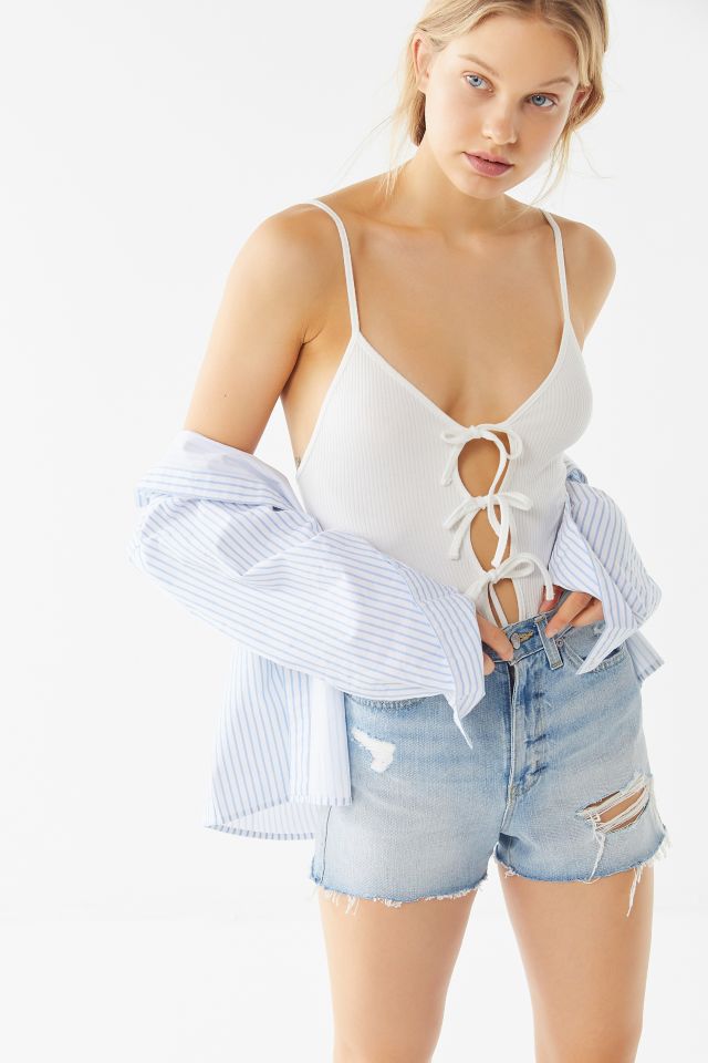 Out From Under Pretty Tied Up Plunging Tie-Front Bodysuit #3