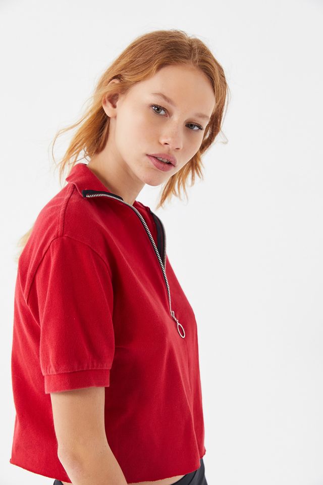 Urban Renewal Recycled O-Ring Zipper Cropped Polo Shirt | Urban