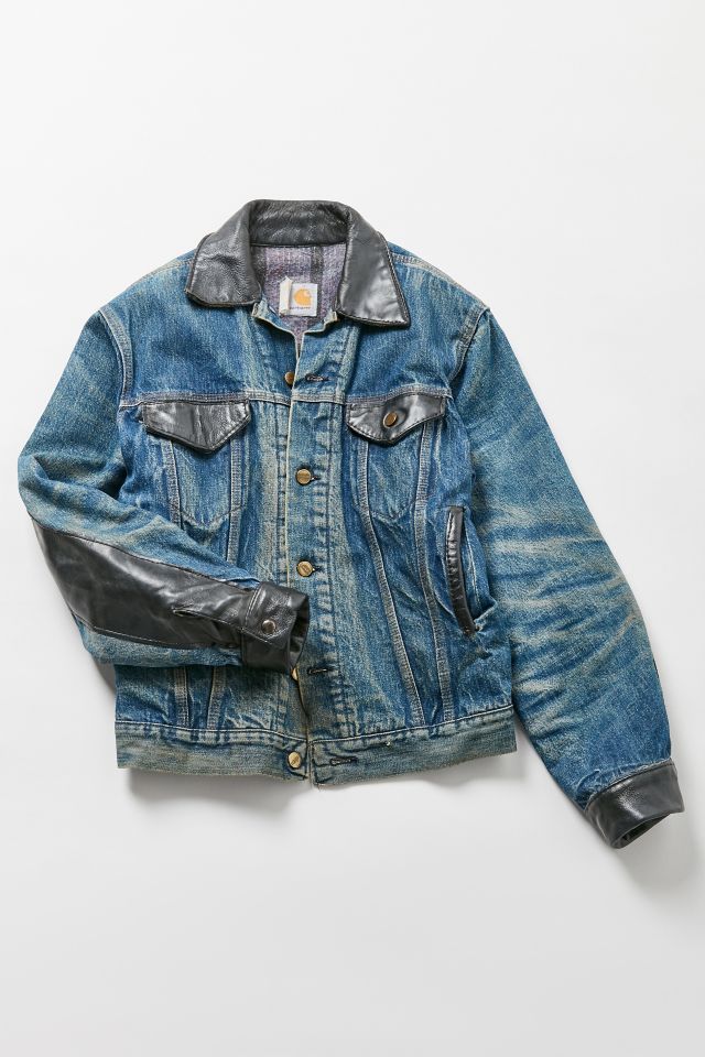 Denim leather hot sale jacket