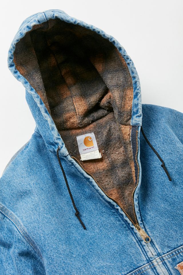 Carhartt Hooded Stone Washed Active Denim Jacket in Blue for Men