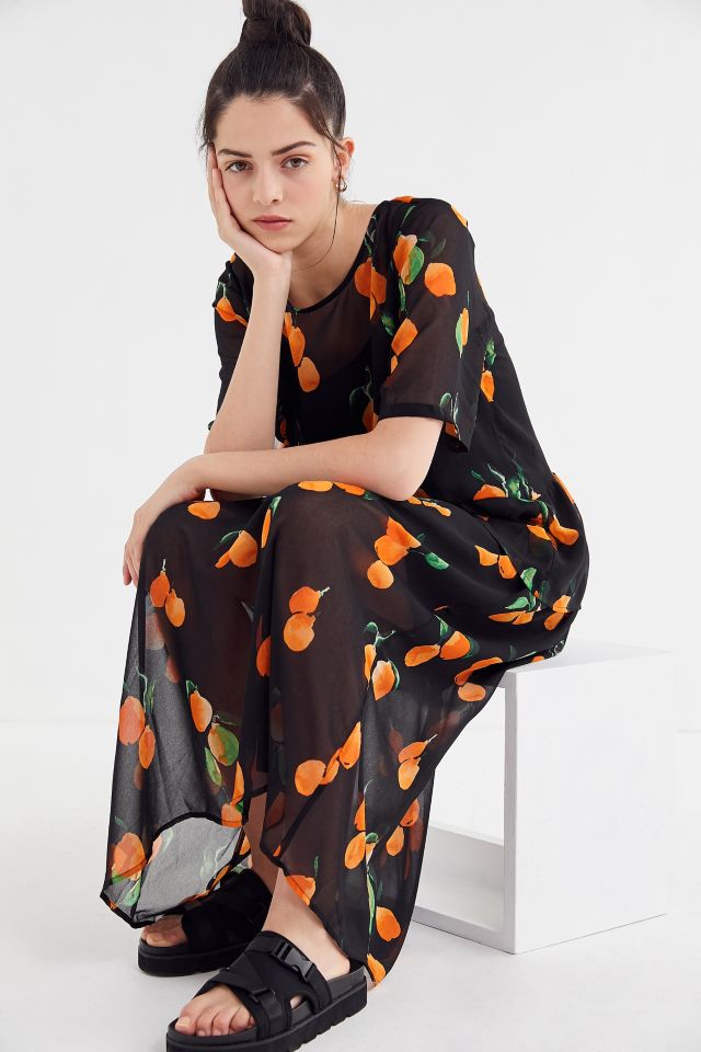 Robe Mi-Longue Hilda Orange Imprimée Just Female #1