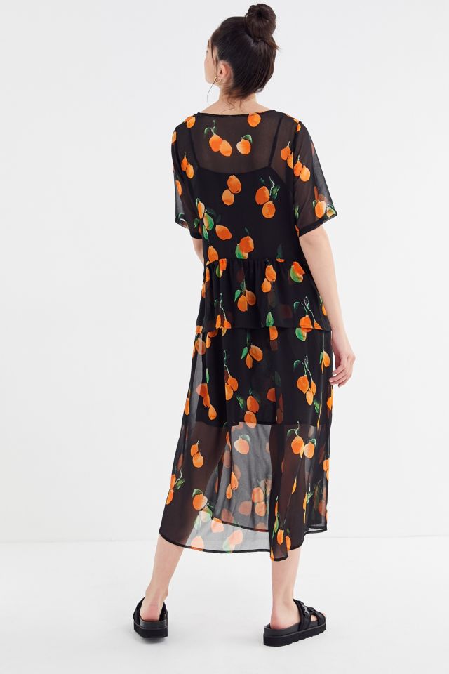 Robe Mi-Longue Hilda Orange Imprimée Just Female #2