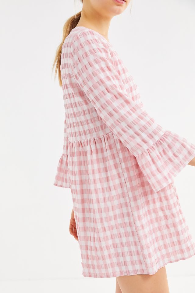 UO Seersucker Long Sleeve Mini Dress #1