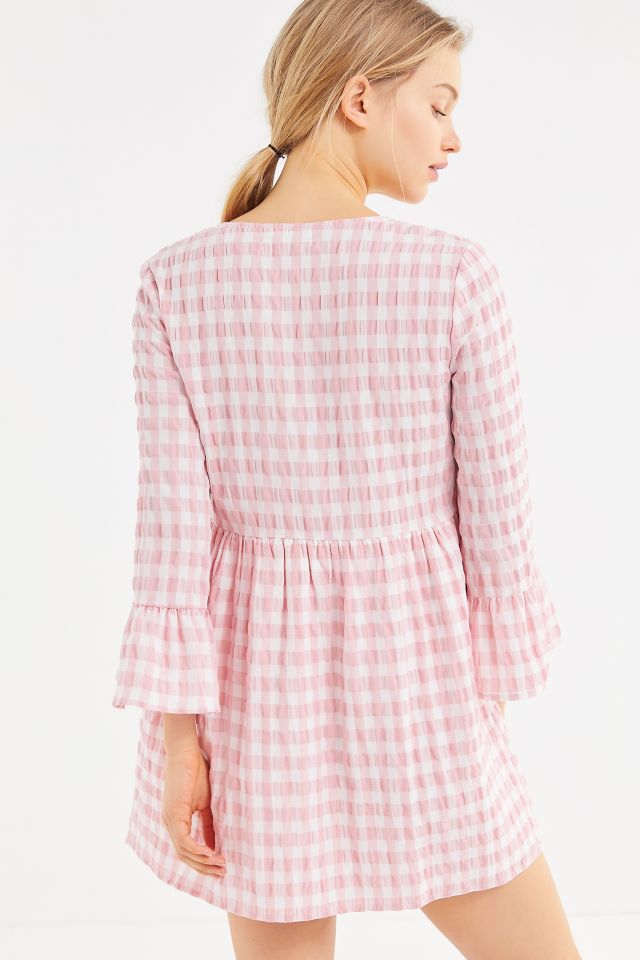 UO Seersucker Long Sleeve Mini Dress #2