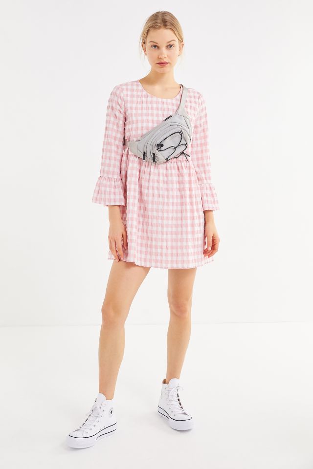UO Seersucker Long Sleeve Mini Dress #3