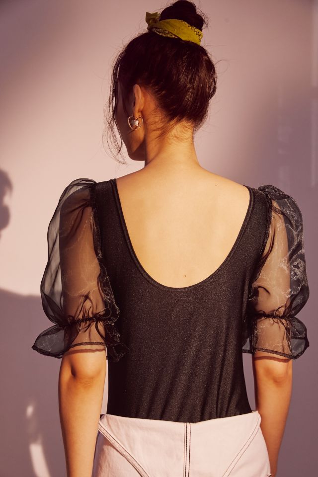 Tach Clothing Organza Puff Sleeve Bodysuit #4