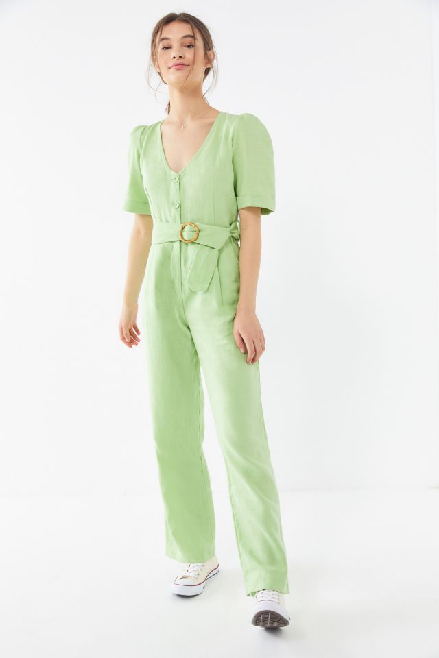 NEW Urban Outfitters x Tach Clothing buy Ludmila Belted Puff Sleeve Jumpsuit Small