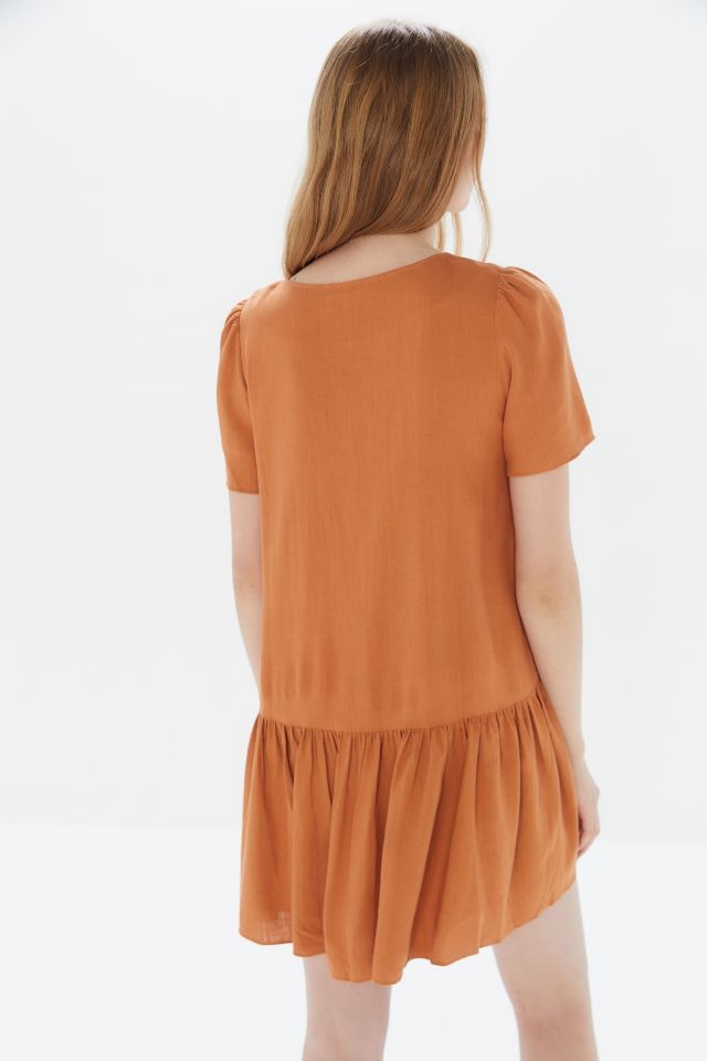 UO Houston Linen Button-Front Drop Waist Dress #2