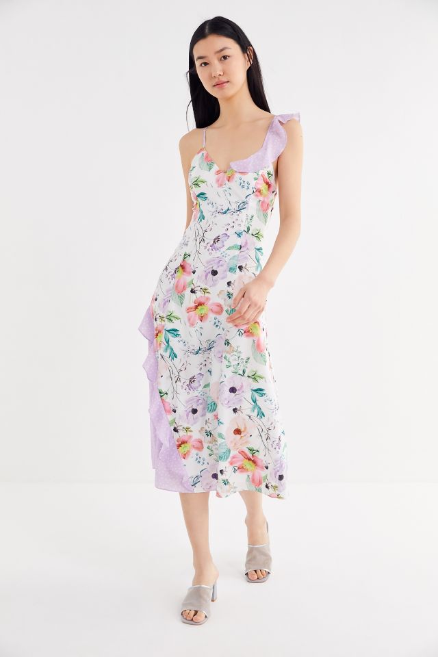 UO Darcie Mixed Print Cross-Back Midi Dress #2