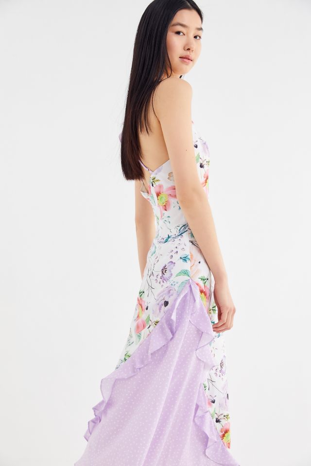 UO Darcie Mixed Print Cross-Back Midi Dress #3
