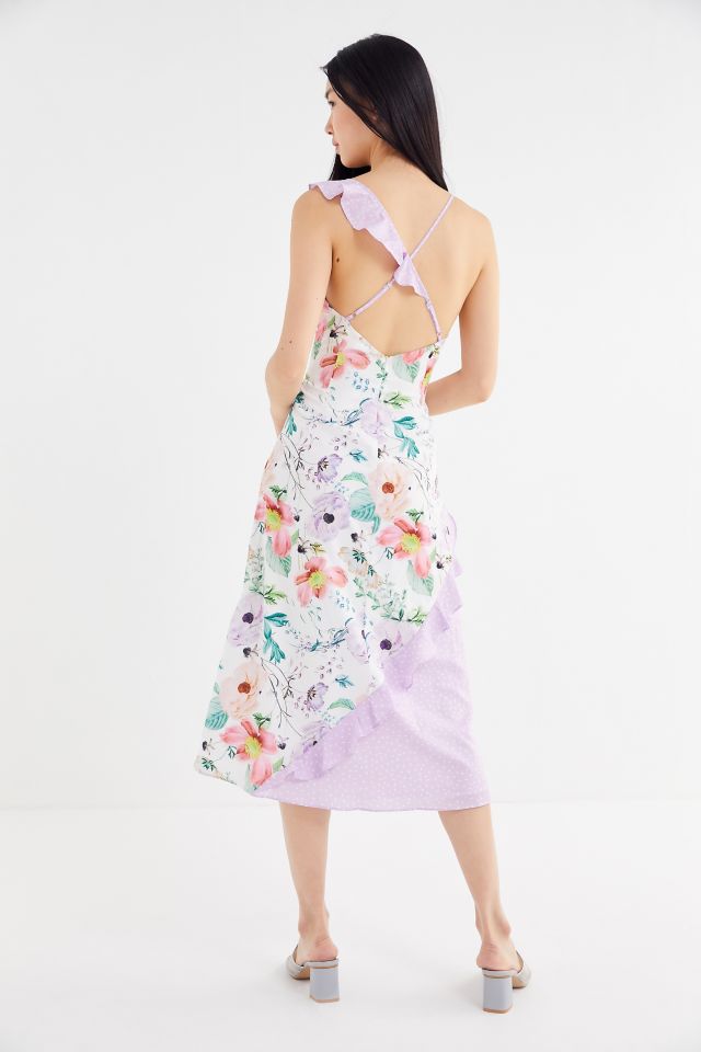 UO Darcie Mixed Print Cross-Back Midi Dress #4