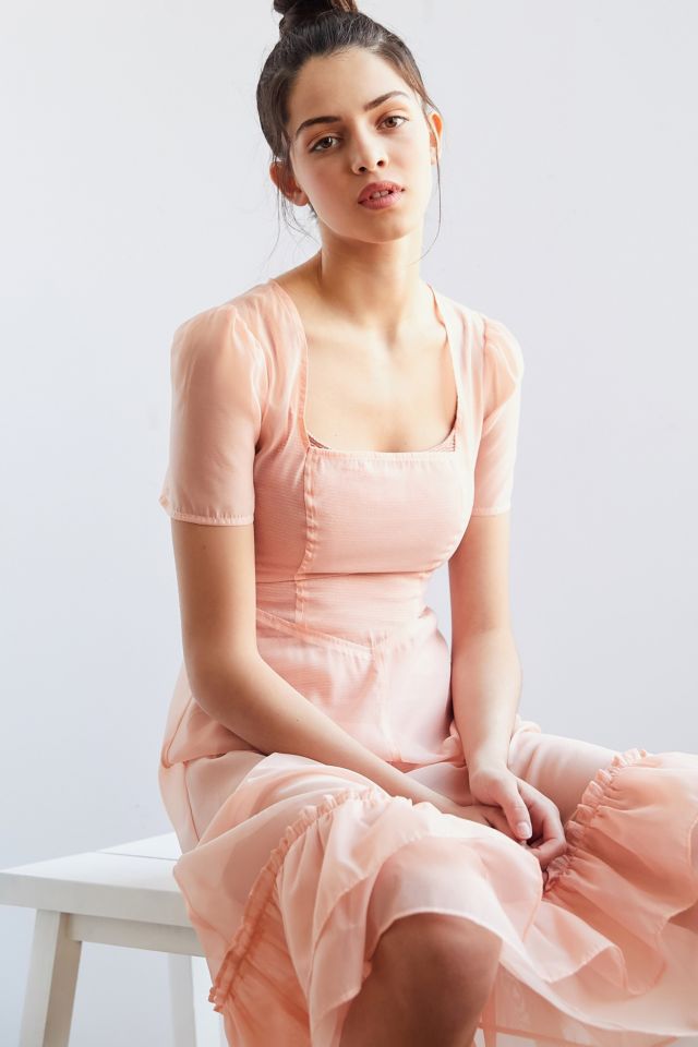 UO Sheer Square Neck Midi Dress #1