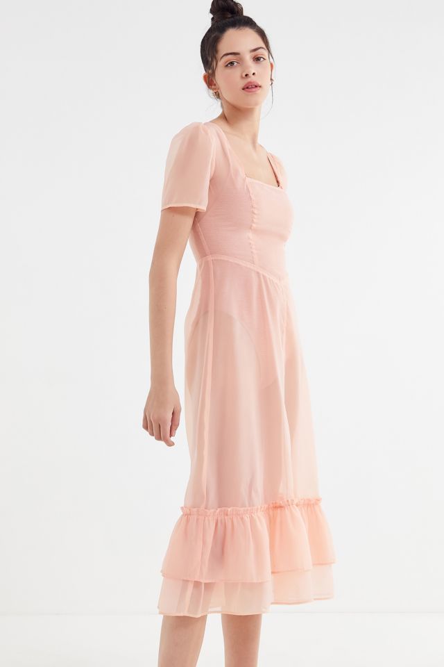 UO Sheer Square Neck Midi Dress #2