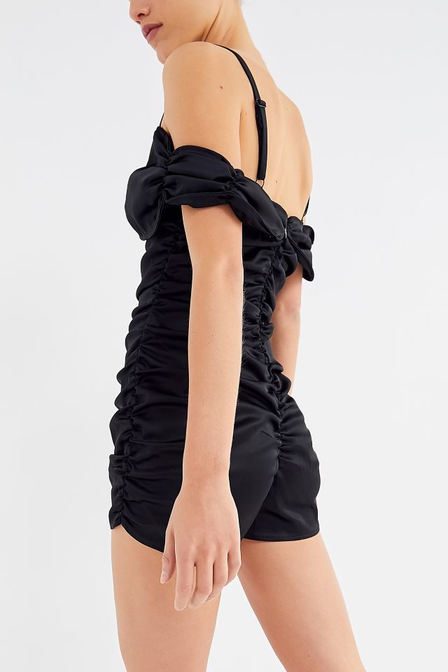 UO Adrienne Cold Shoulder Ruched Romper #1