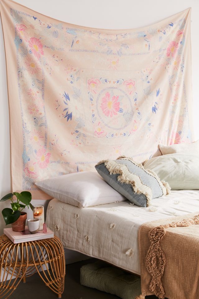 Kimset Pink Folk Floral Tapestry
