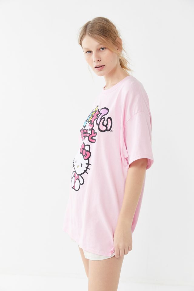 hello kitty t shirt dress HELLO KITTY AND FRIENDS | SHEIN Young Girl Summer Casual Everyday Commute  Sweet Cute Funny Cartoon Letter & Polka Dot Print T-Shirt Dress