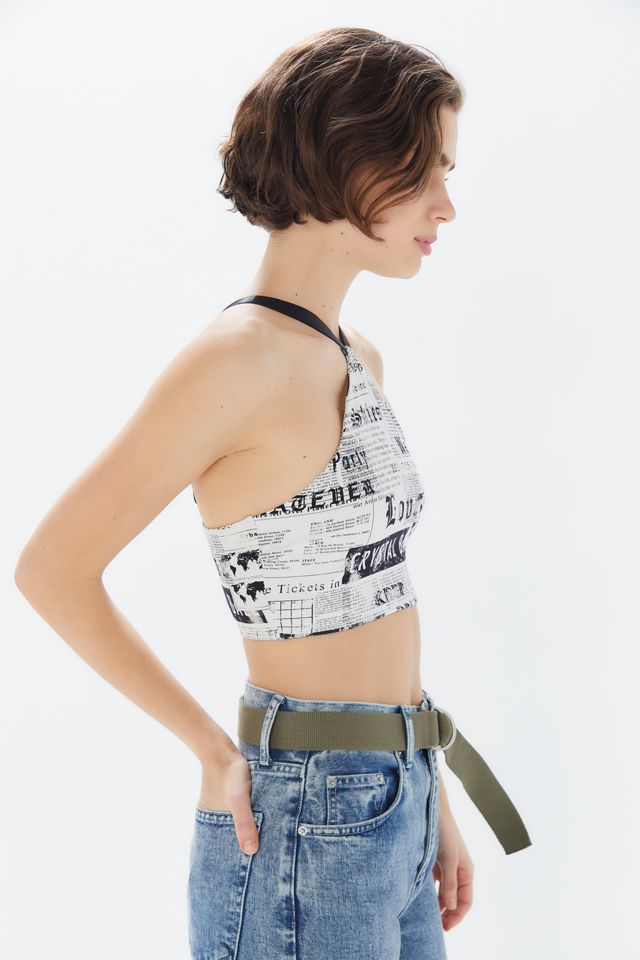 UO Blaire Printed Halter Cropped Top #3