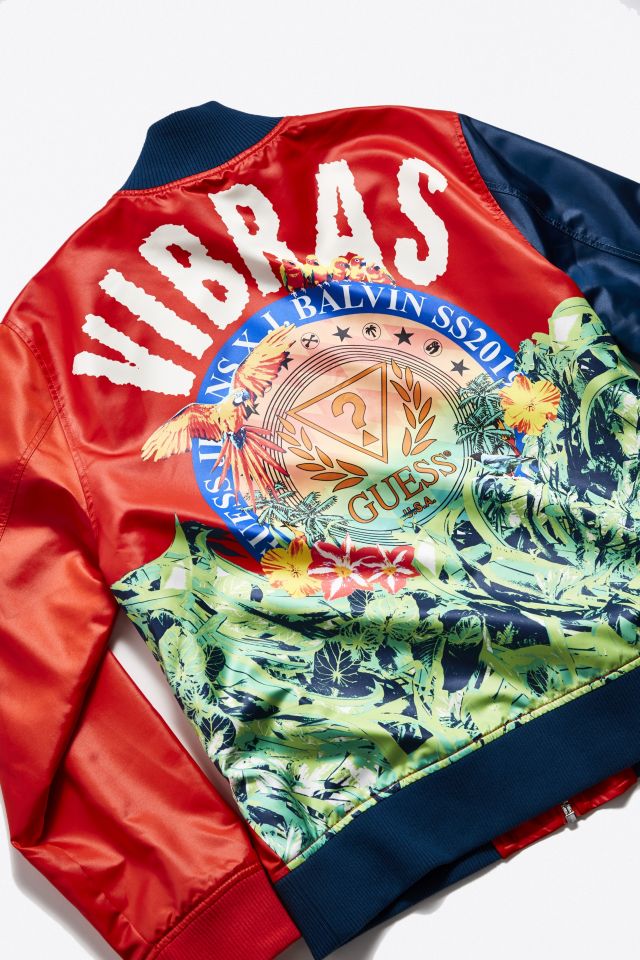 GUESS X J Balvin Vibras Alpine Satin Bomber Jacket