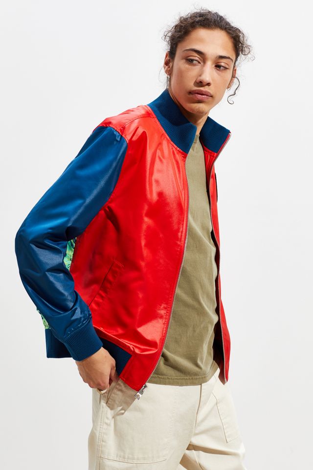 GUESS X J Balvin Vibras Alpine Satin Bomber Jacket | Urban Outfitters