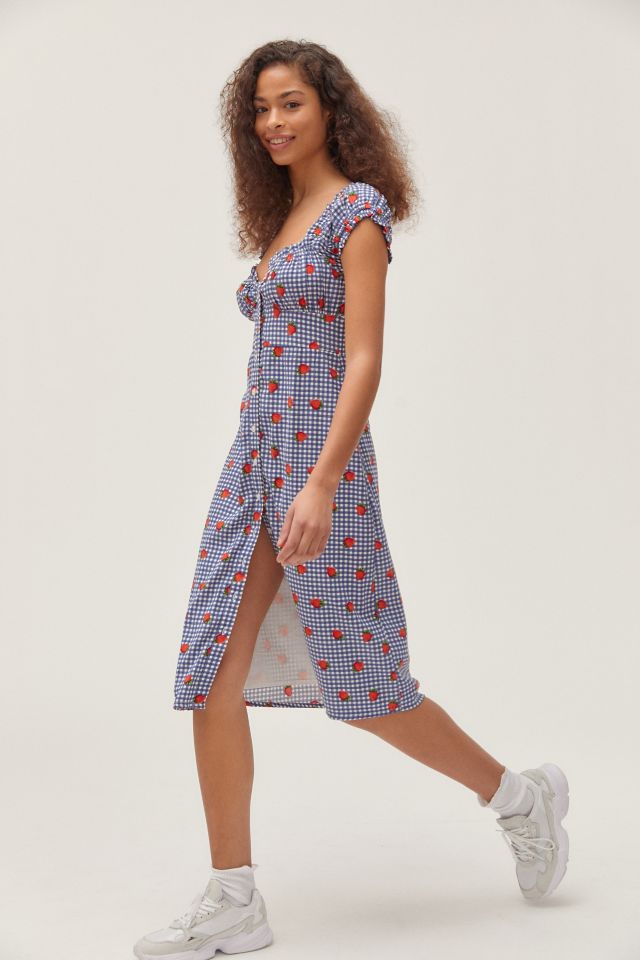 UO Penelope Strawberry Button-Front Midi Dress #2