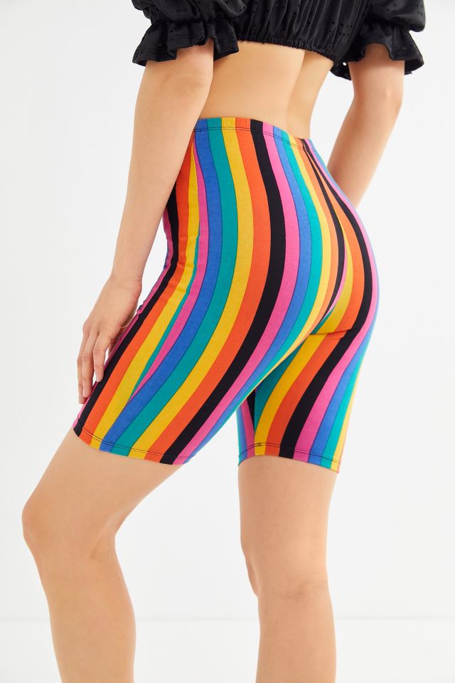 Motel Striped High-Rise Bike Short – Rainbow #1