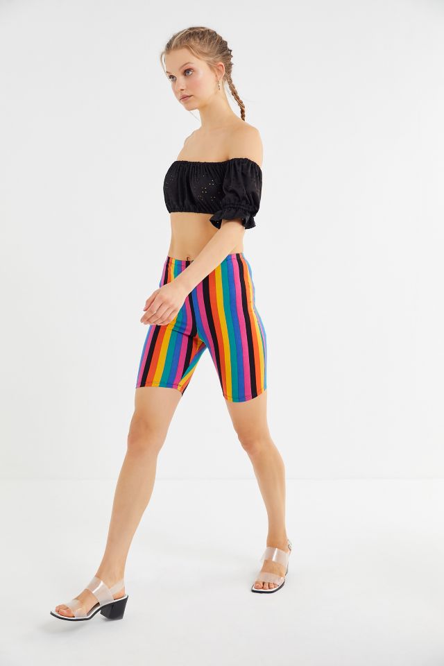 Motel Striped High-Rise Bike Short – Rainbow #2