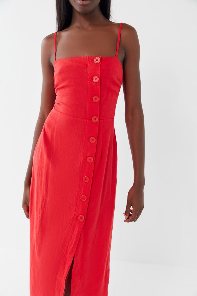 UO Onyx Linen Button-Front Midi Dress #1
