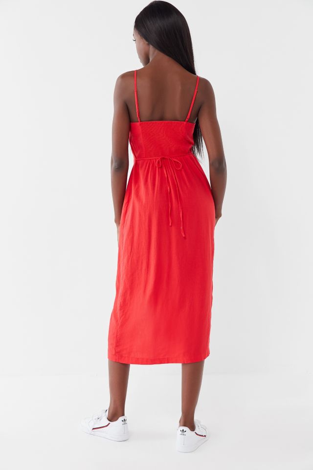 UO Onyx Linen Button-Front Midi Dress #2