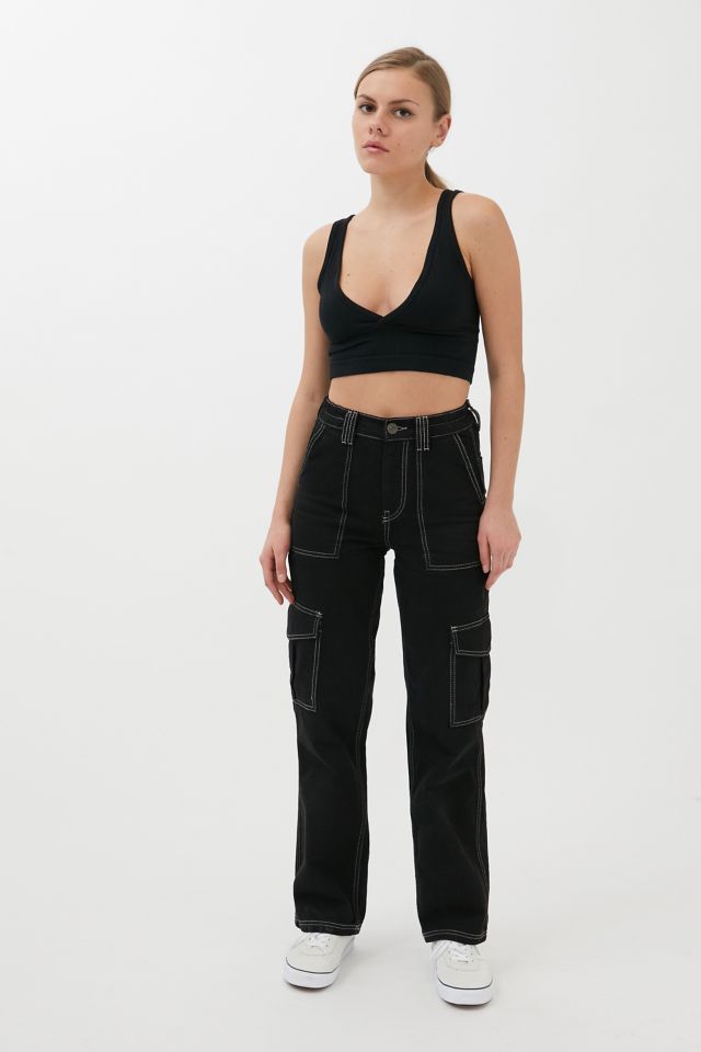 Urban outfitters black hot sale pants white stitching