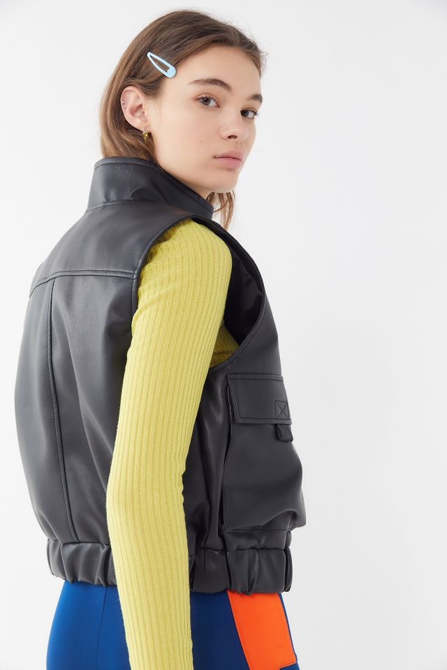 UO Faux Leather Utility Vest #1