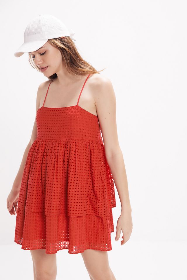 UO Katrina Eyelet Tiered Ruffle Mini Dress #2