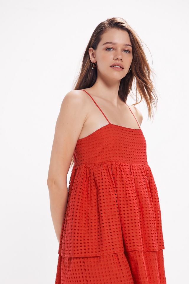 UO Katrina Eyelet Tiered Ruffle Mini Dress #3