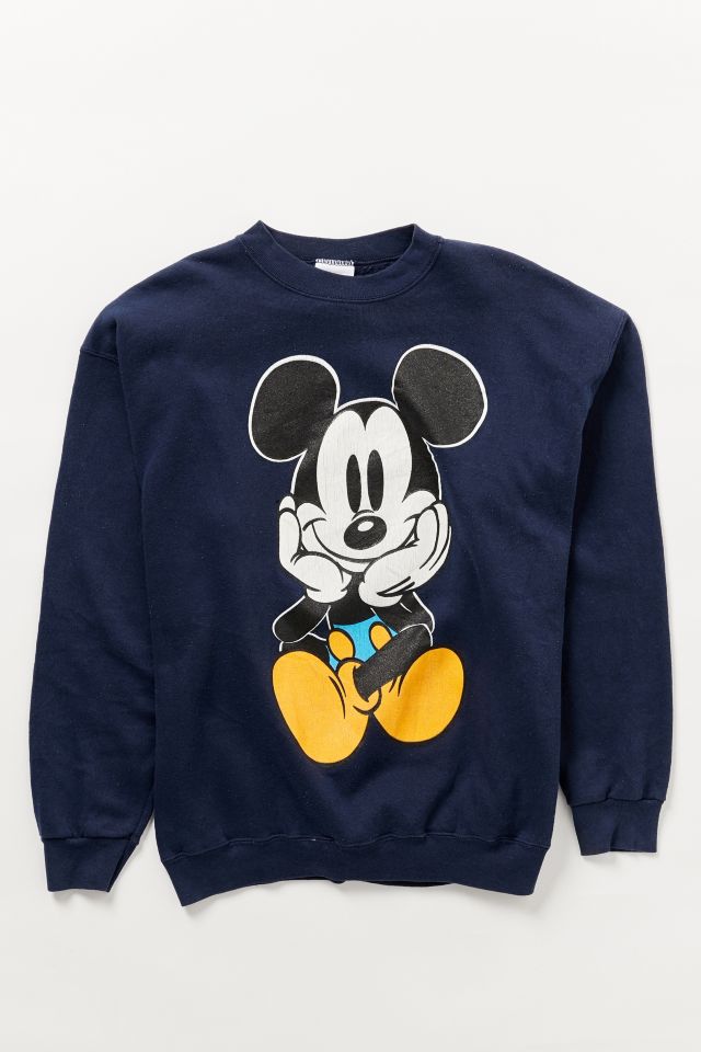 Vintage Navy Mickey Mouse Crew Neck Sweatshirt