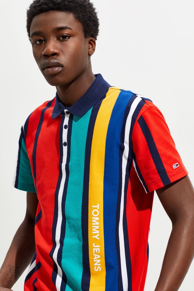 Tommy jeans vertical on sale stripe polo shirt