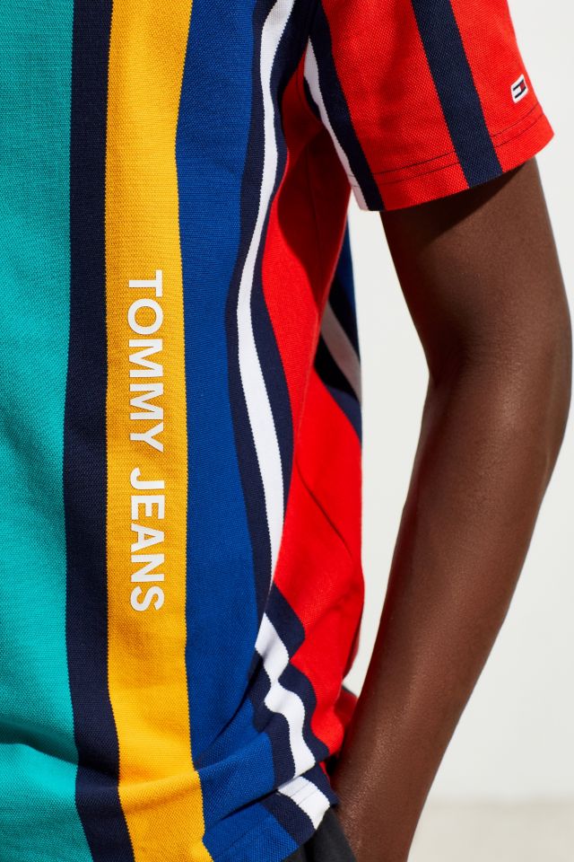 Tommy jeans vertical stripe polo shirt new arrivals