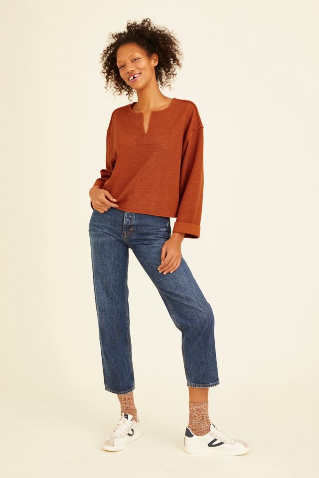 UO Jax Inside Out Notch Neck Top | Urban Outfitters