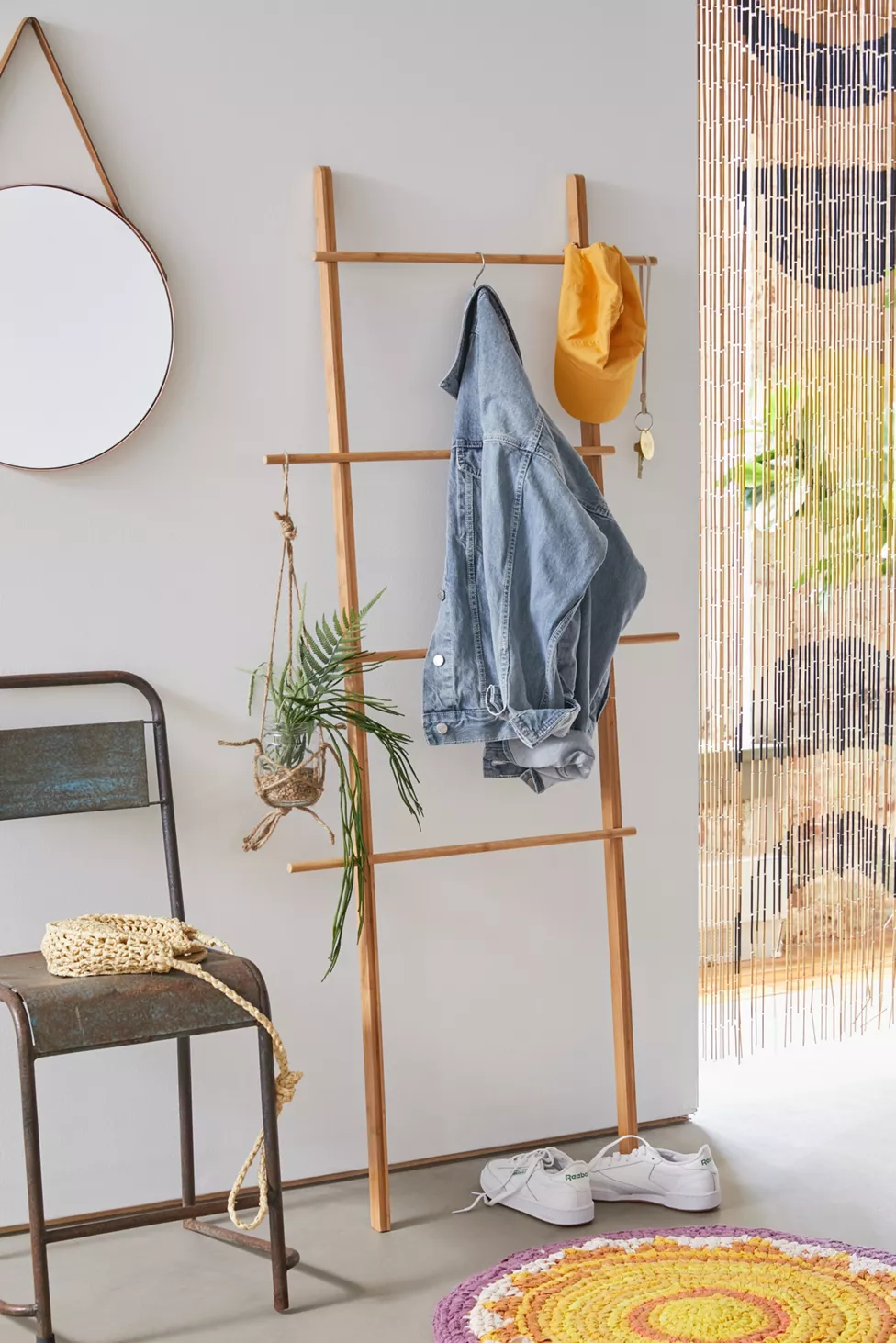 blanket ladder by urban outfitters for blanket storage ideas
