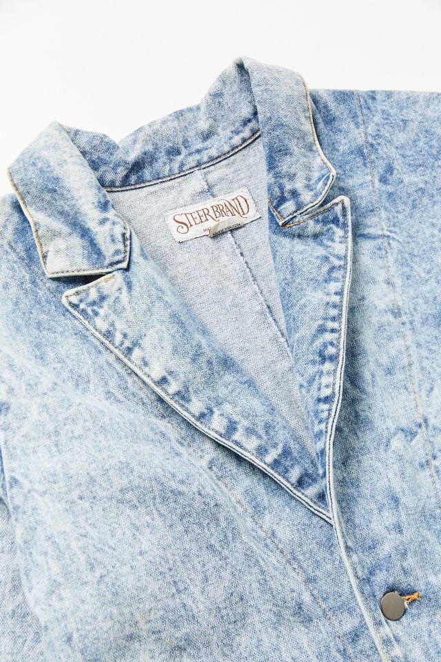 Vintage Acid Wash Denim Trench Coat #1