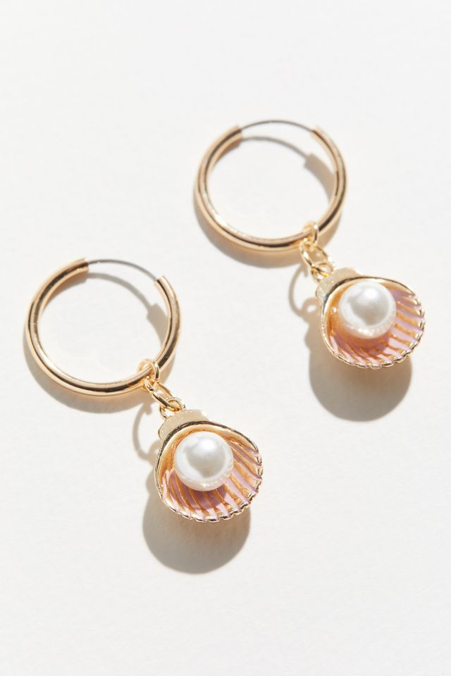 Pearl Charm Hoop Earring