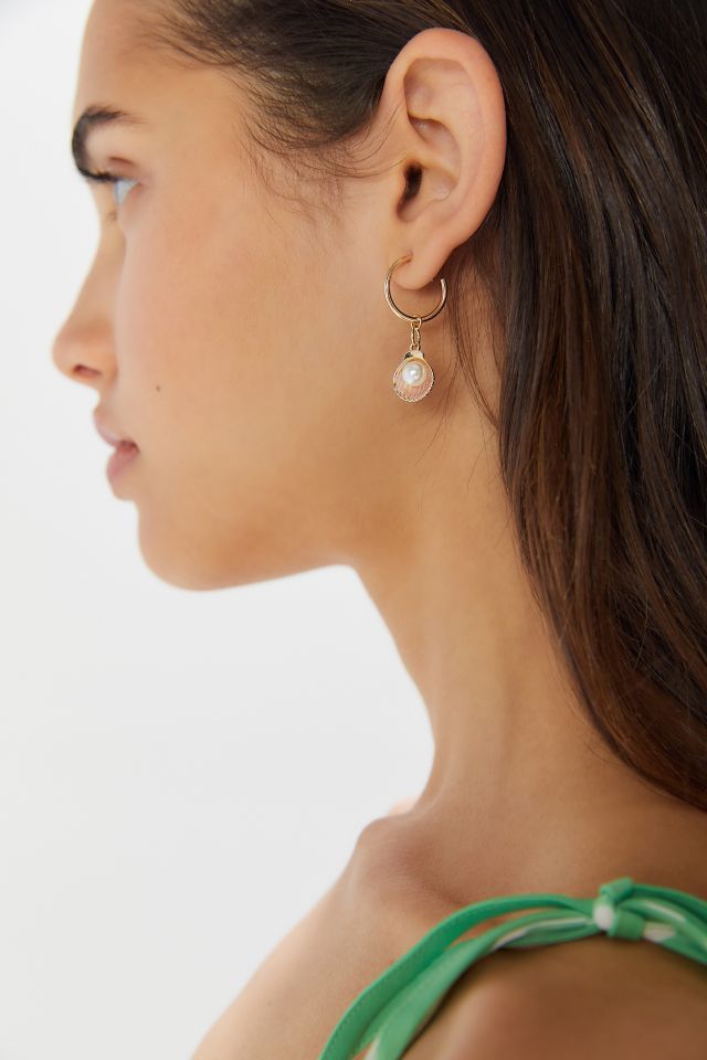 Pearl Charm Hoop Earring #1